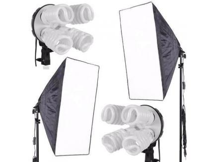 Kit Iluminao Estdio Pro Tricool Completo Youtube Softbox 50x70cm 220v Trip Girafa gata 495w Greika 