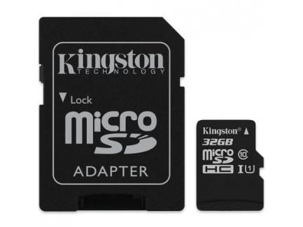 Carto De Memria 32gb Kingston Micro Sdhc 80mbs Classe 10 Com Adaptador