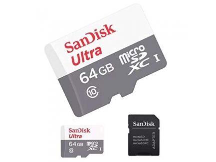 Carto De Memria 64gb Sandisk Micro Sdxc 100mbs Classe 10 Com Adaptador