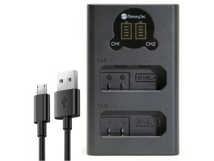 Carregador De Bateria Duplo Para Câmera Nikon Usb En-El14 