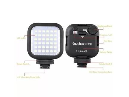 Iluminador Led Mini 5500-6500k 1,3w 36 Leds Funciona Com 2 Pilhas Aa Godox