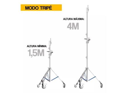 Girafa AO Inox Profissional Com Contrapeso Rodas E BraO 2m + Trip 4m Fc-400 Greika