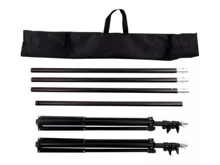 Kit Suporte Fundo Estdio 4 Barras De 75cm + 2 Trips 2,40m Com 2 Pinas Pretas + Bolsa