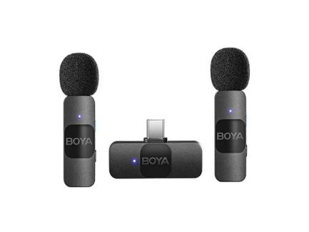 Microfone Lapela Duplo Sem Fio Usb-C Android Smartphone By-V20 Boya
