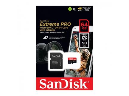 Carto De Memria 64gb Sandisk Micro Sdxc Extreme Pro 170mbs U3