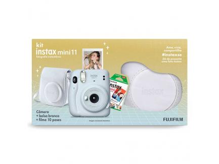 Kit Cmera Fujifilm Instax Mini 11 Branca Com Bolsa E Filme 10 Poses 