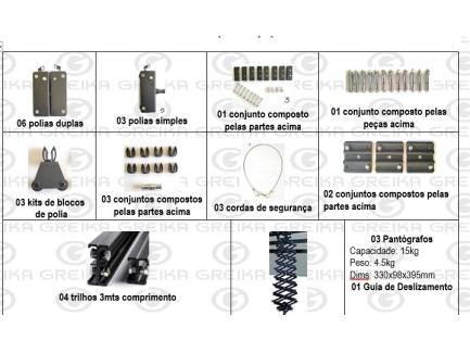 Kit Sistema Teto Com 2 Trilhos Fixos 3m E 3 Trilhos MVeis 3m + 3 PantGrafos Para ConsultRio OdontolGico Ct-03 Greika