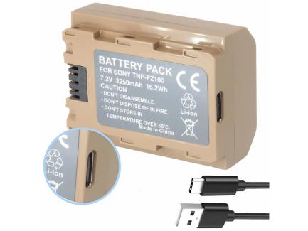Bateria Para Cmera Sony Com Usb Acoplada 2250mah 7.2v 16.2wh Tnp-Fz100 