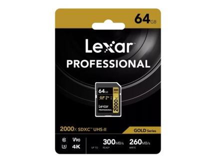 CartO De MemRia 64gb Bnnnu 300mbs V90 8k Gold Series Lexar