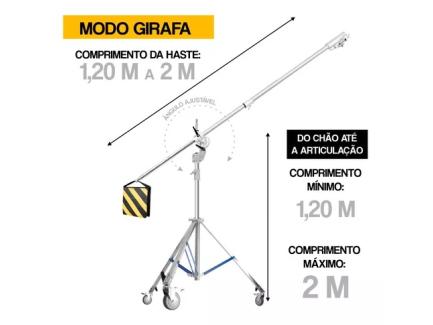 Girafa Ao Inox Profissional Com Contrapeso Rodas E Brao 2m + Trip 4m Fc-400 Greika