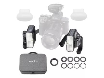 Kit Twin 2 Flash Macro Compacto Mf12 + Anel + Adaptadores Mf12-Dk3 Godox